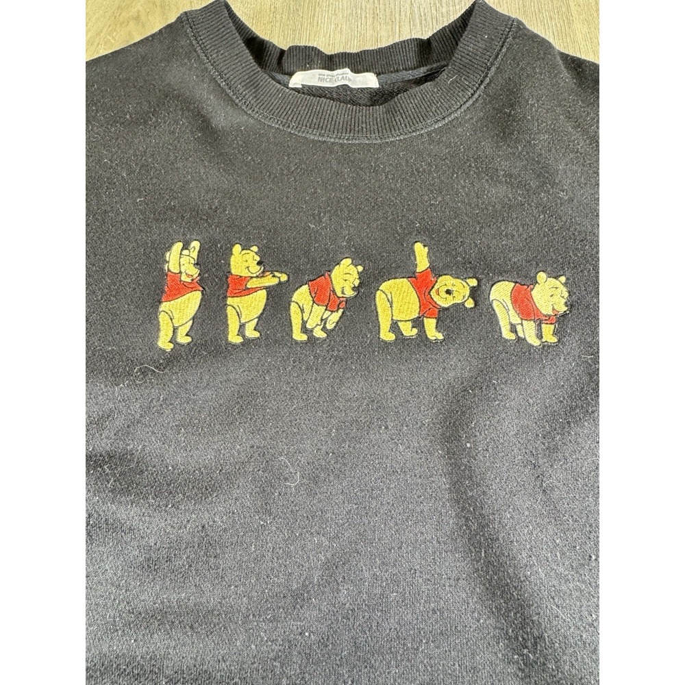 Nice Claup Japan Disney Winnie‎ the Pooh Embroidered Sweatshirt Black - Picture 3 of 6